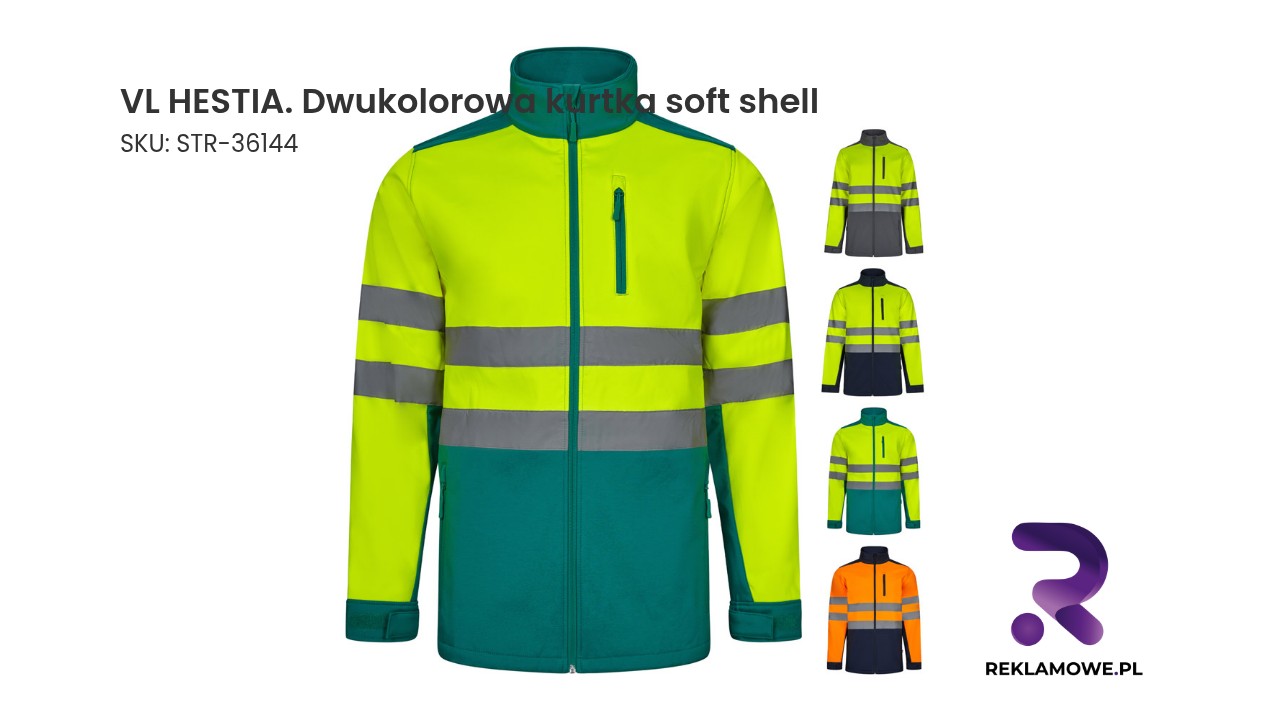 VL HESTIA. Dwukolorowa kurtka soft shell (280 g/m²) z poliestru (96%) i elastanu (4%) VL HESTIA dwukolorowa kurtka soft shell dla ochrony przed zimnem