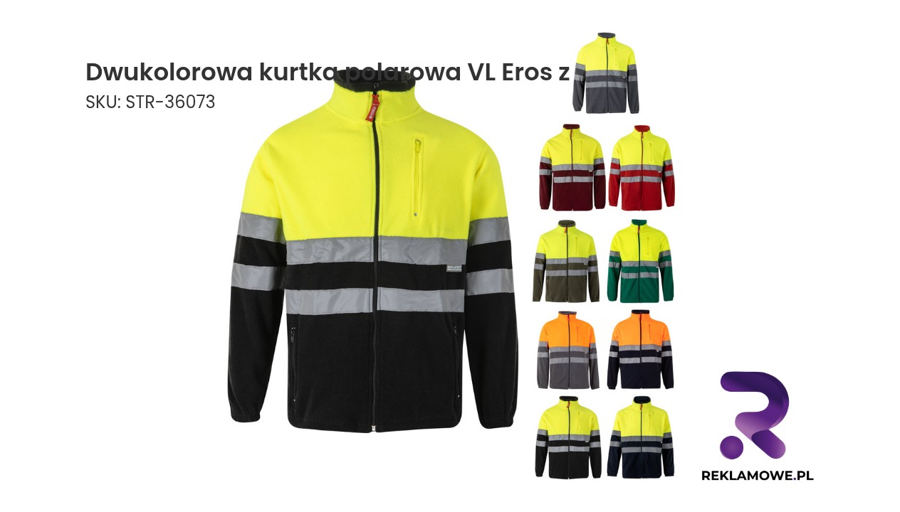 Dwukolorowa kurtka polarowa VL Eros z poliestru 280 g/m² Dwukolorowa kurtka polarowa VL Eros z – wygodna i ciepła kurtka polarowa