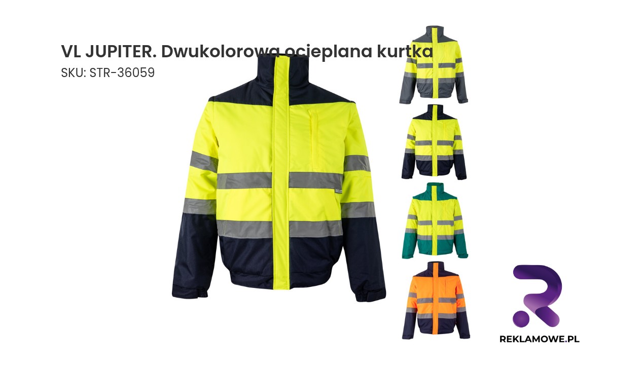 VL JUPITER. Dwukolorowa ocieplana kurtka (180 g/m²) z poliestru (100%), z powłoką PU VL JUPITER dwukolorowa ocieplana kurtka robocza